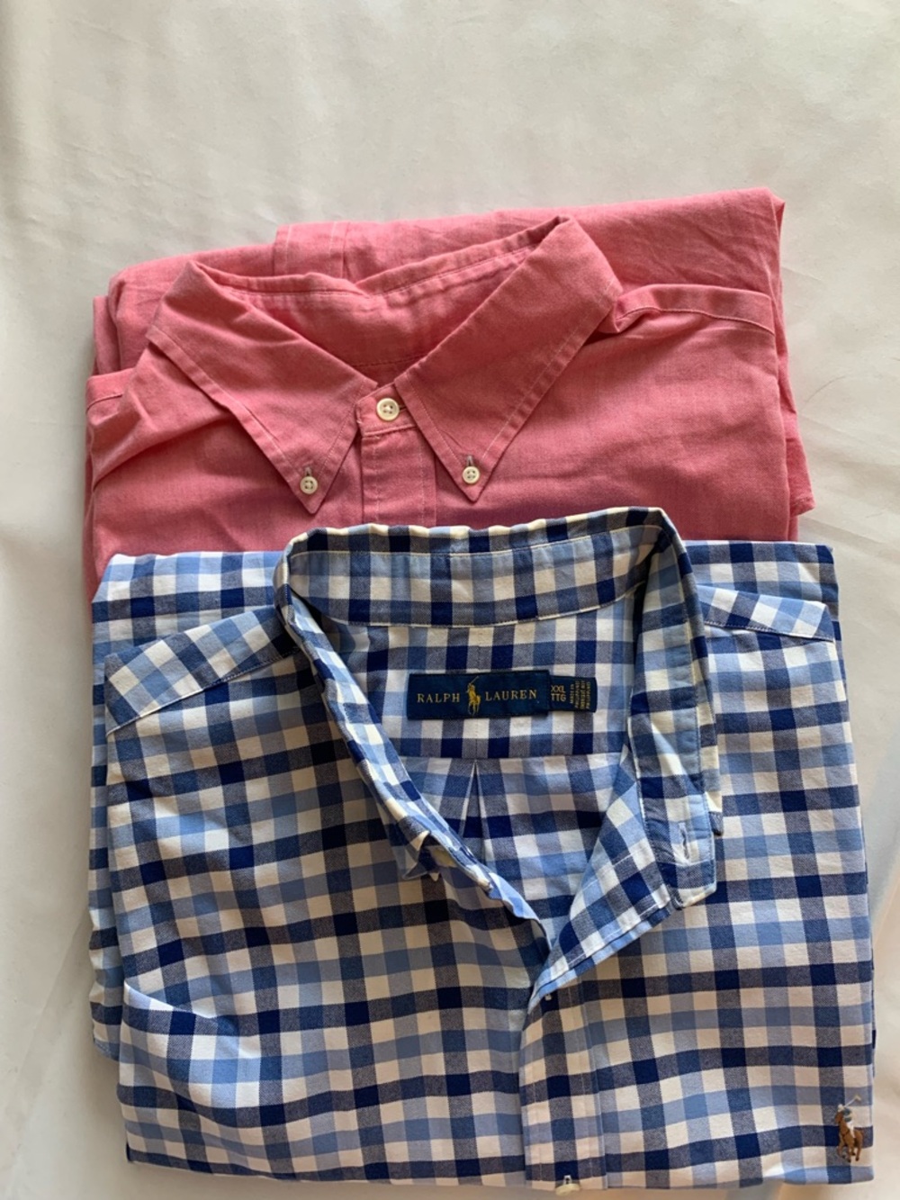 Ralph Lauren Pink Oxford Shirt & Blue White Gingham Button-Down Duo